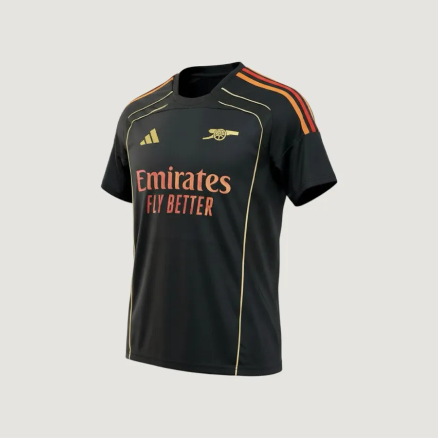Arsenal FC – Maillot Pré-Match 2025/26 Homme – Noir, Orange