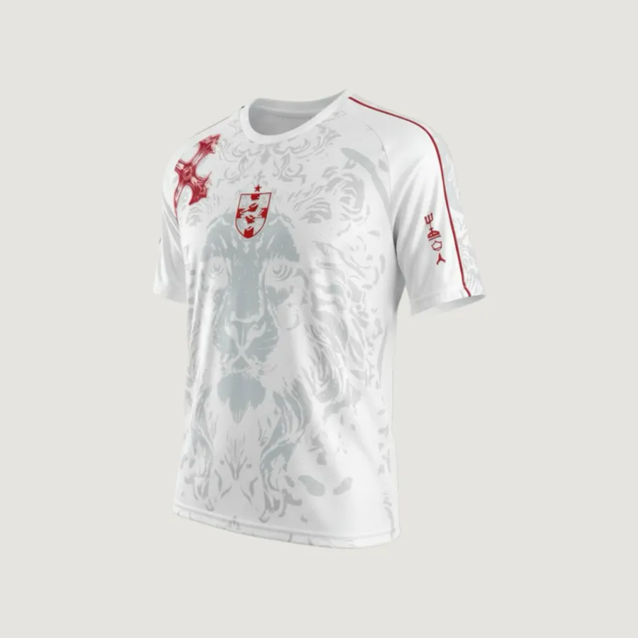 Angleterre – Maillot Rétro Becks 2025 – Blanc, Rouge, Gris