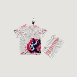 Japon – Maillot Édition Spéciale Enfant 25/26 – Blanc & Rose